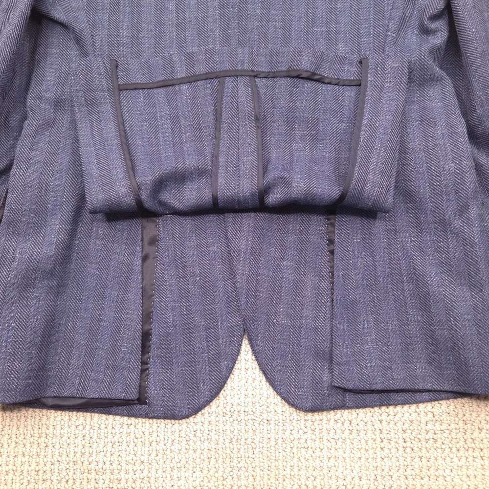 Jos A Bank Reserve 42R Tailored‎ Blue Wool Blend Herringbone Blazer Jacket